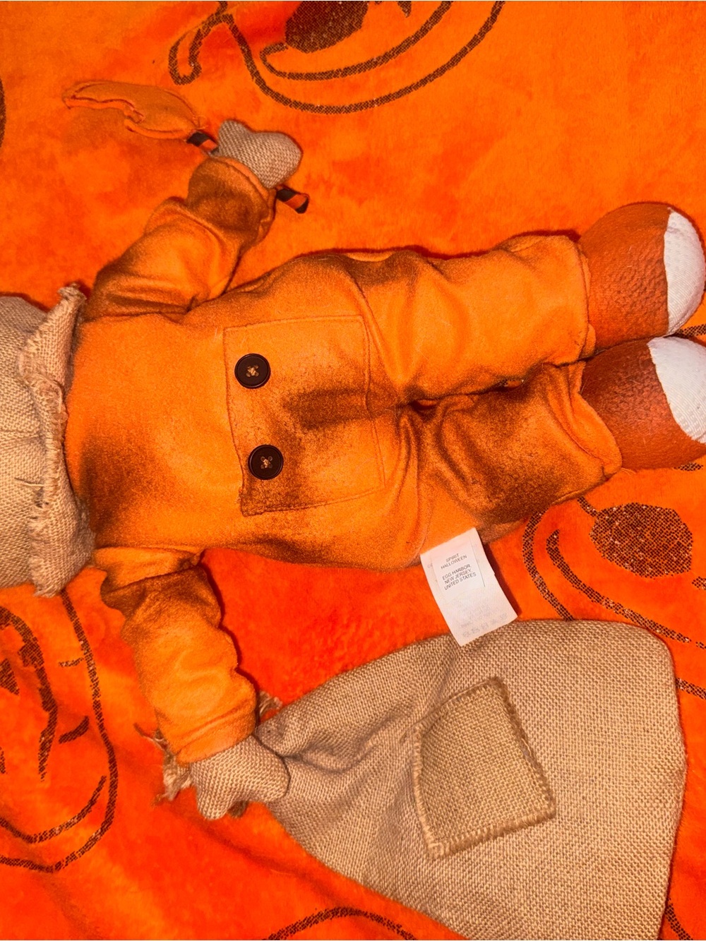 Spirit Orange Scarecrow Doll Costume with Burlap Hood - Picture 2 of 2